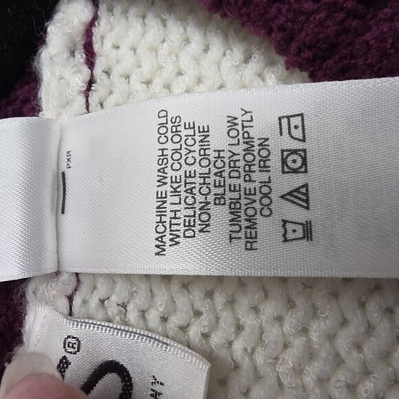 RUSS by Liz Claiborne Sweater Womens XL 16/18 White Burgundy Fair Isle Knit - Picture 7 of 10